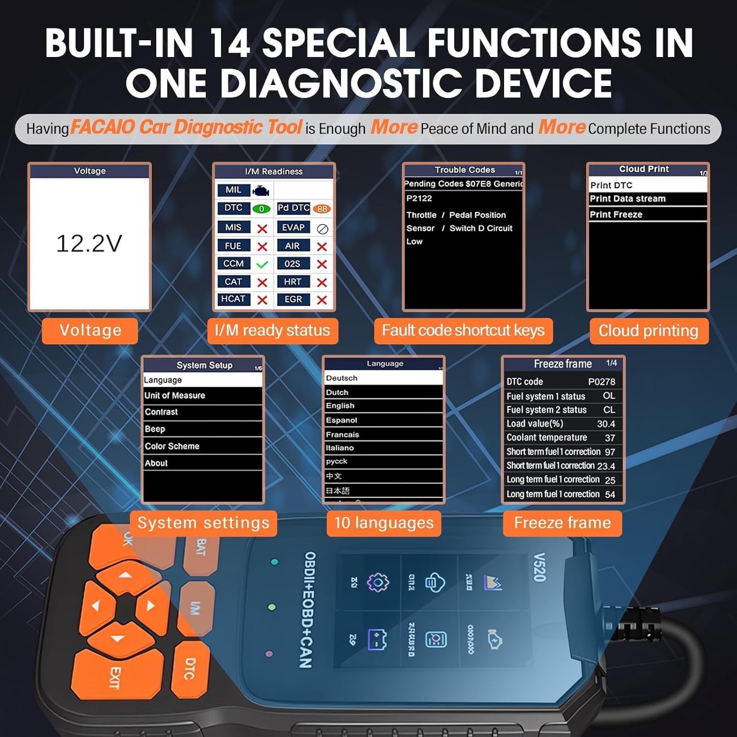 OBD2 Diagnostic Auto Valise Voiture, Lecteur de Code D'erreur de Moteur
