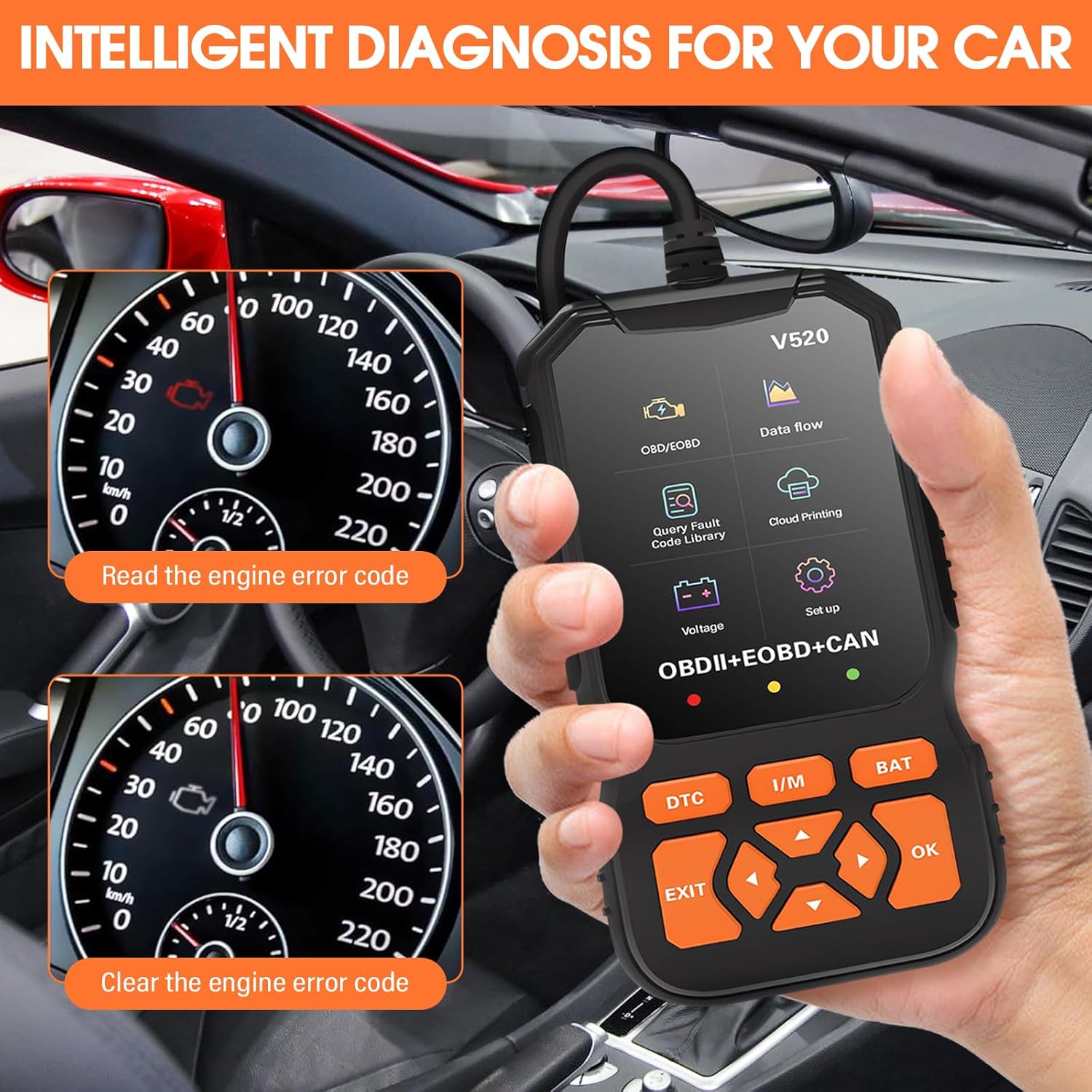 OBD2 Diagnostic Auto Valise Voiture, Lecteur de Code D'erreur de Moteur